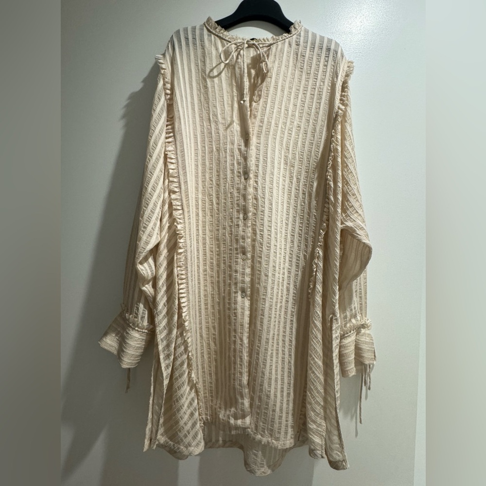 Massimo Dutti White & Cream Tunic Blouse L